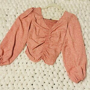 Abercrombie and Fitch Coral Ruched Blouse